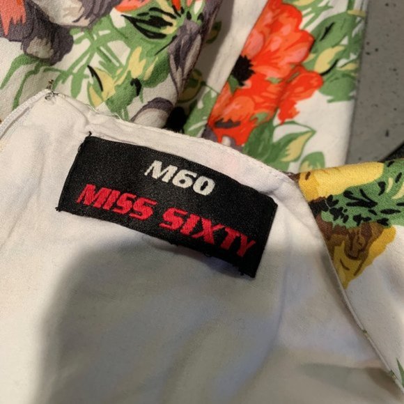 Miss Sixty M60 Floral Dress Small Retro Pinup Vintage 1950s Poppies Flower - Picture 8 of 8